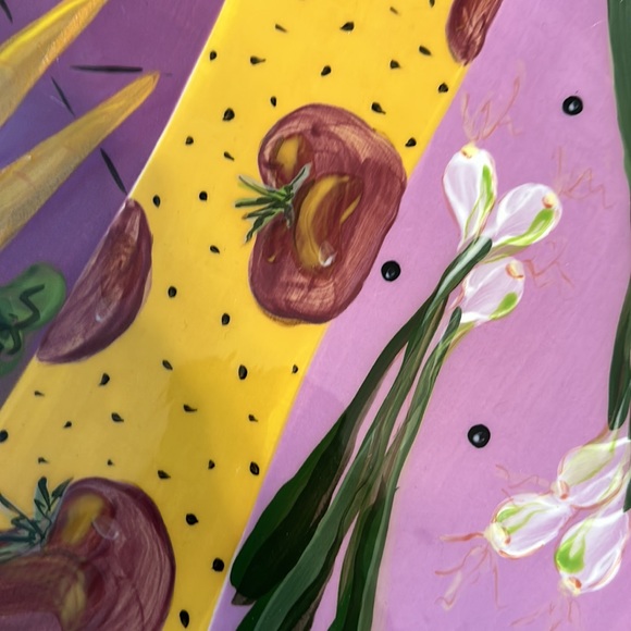 RARE and DISCONTINUED - Droll Designs Large 17" Round Colorful Fruit Pattern - Picture 3 of 4